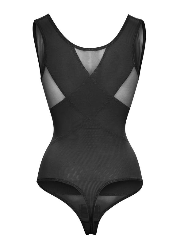 Women's Contrast Mesh Sheer Shapewear Bodysuit, Summer Wear 2024, High Stretch Breathable Comfortable Tummy Control Shapewear Clothing for Daily Wear, Summer Clothes Women, Body Shapewear, Women's Shapewear Clothes for Summer