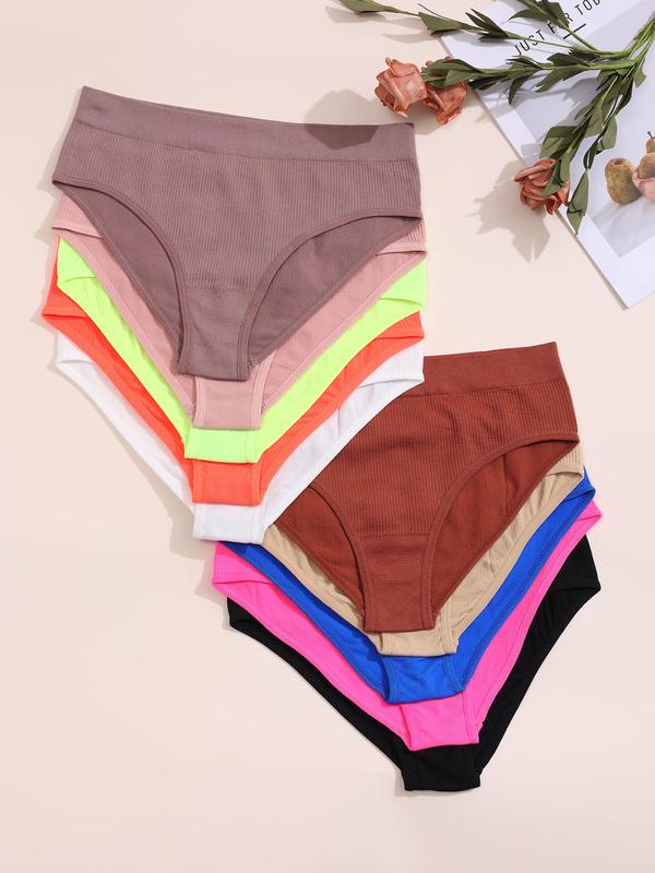 Women's Solid Color Seamless Panty, Soft Comfy Breathable Knicker for Daily Wear, Underwear for All Seasons