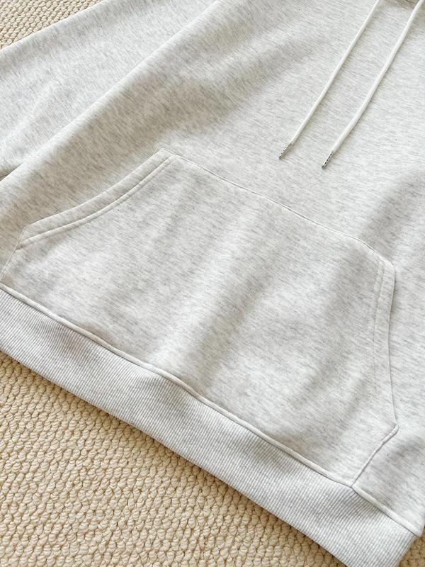 Women's Graphic & Letter Print Drop Shoulder Thermal Lined Hoodie, Fashion Casual Drawstring Pocket Hooded Sweatshirt for Daily Holiday Outdoor Wear, Women Clothing for Fall & Winter