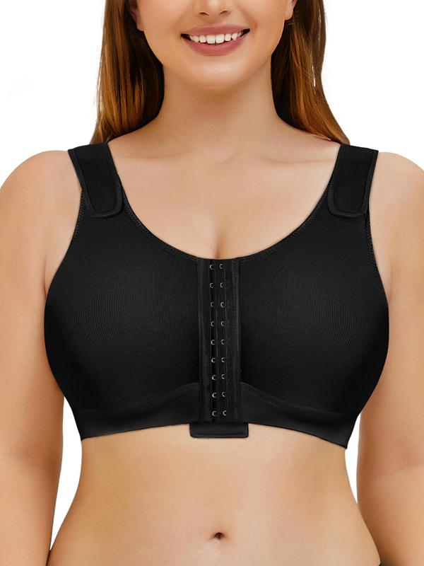 Women Solid Buckle Front Lingerie Top, Push Up Bra, Basic Wireless Wide Strap Top for Daily Wear, Lingerie for Women, Women Underwear for All Seasons