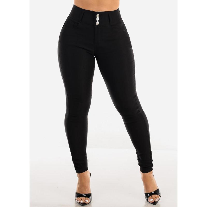 MX JEANS Black High Waist Butt Lift Levanta Cola Jeggings