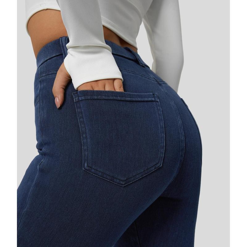 Halara Flex High Waisted Multiple Pockets Stretchy Knit Denim Work Leggings Womenswear Bottom