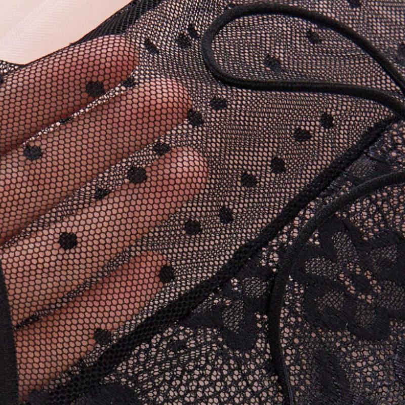 Contrast Lace Sexy Mesh Women's Bodysuit Lingerie