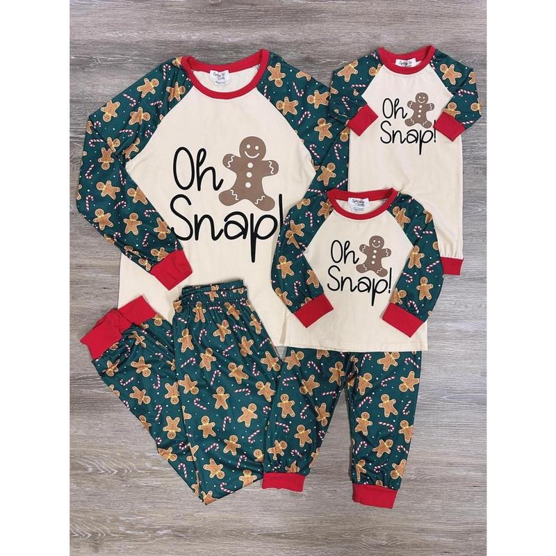 Mommy and Me - Oh Snap Gingerbread Matching Christmas Pajamas
