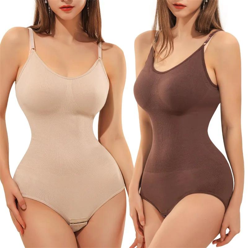 Super Sale V Neck Spaghetti Strap Bodysuit Compression Body Suits Open Crotch Shapewear Slimming Body Shaper Smooth Out Bodysuit Does not apply