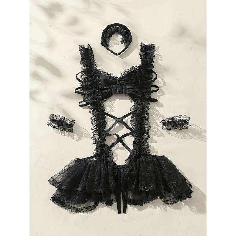 Sexy Pajama Women Summer New Sexy Underwear Underwear Without Breast Pad Lace Halter Ice Silk Nightdress Senior Sense