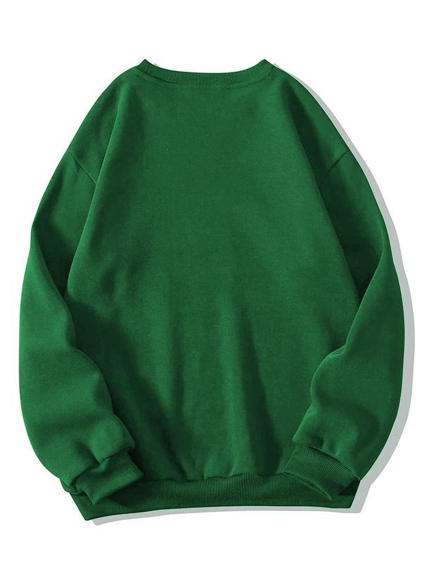 Women's Cartoon Coffee & Cup Print Drop Shoulder Crewneck Sweatshirt, Long-sleeve Round Neck Pullover for Spring & Fall, Women's Black Clothes, Sweatshirts for Women, Comfort Lady Tops, Back To School Outfit