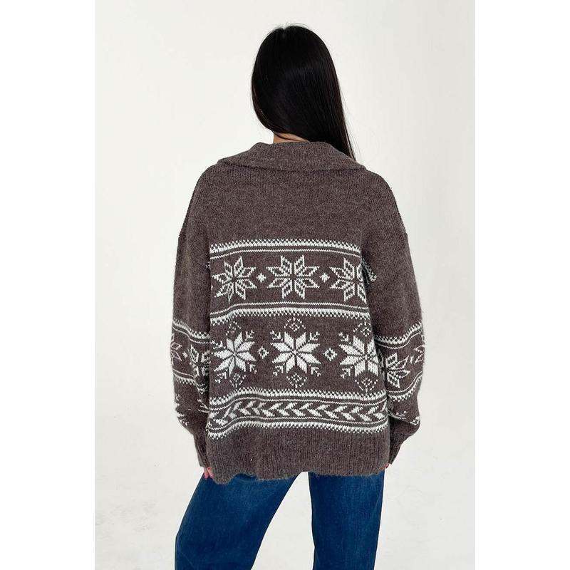 Warm Me Up Sweater in Brown Ivory