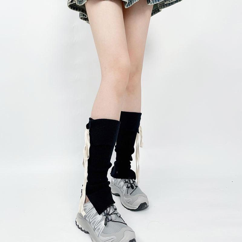 Women's Socks Girls Knit Leg Warmers Y2K Cute Leg warmer Flared Bow Knot Lolita Split Leg Sleeve Socks for Ballet