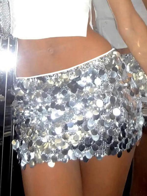 Women's Minimalist Trendy Glitter Sequin Mini Skirt, Lady Comfort Party Club Holiday Short Skirt, Girls Skirt, Ladies Summer Clothes, Basic Short Skirts At Parties, Going Out Summer Bottom, Summer Outfits 2024, Birthday Gifts Christmas