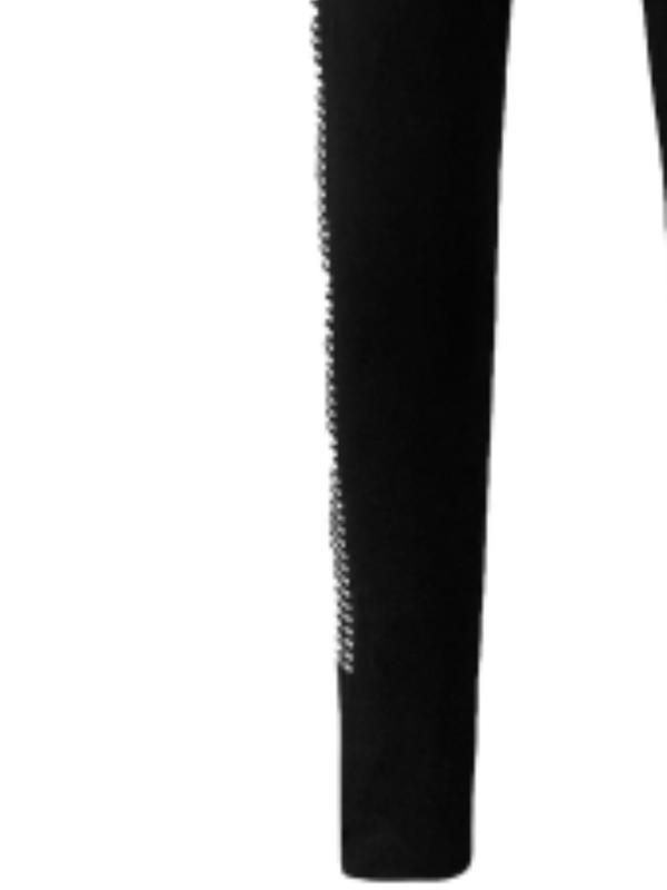 Women's Rhinestone Decor Split Hem High Waist Leggings, Fashion Casual High Rise Skinny Pants for Daily Outdoor Wear, Women's Bottoms for All Seasons