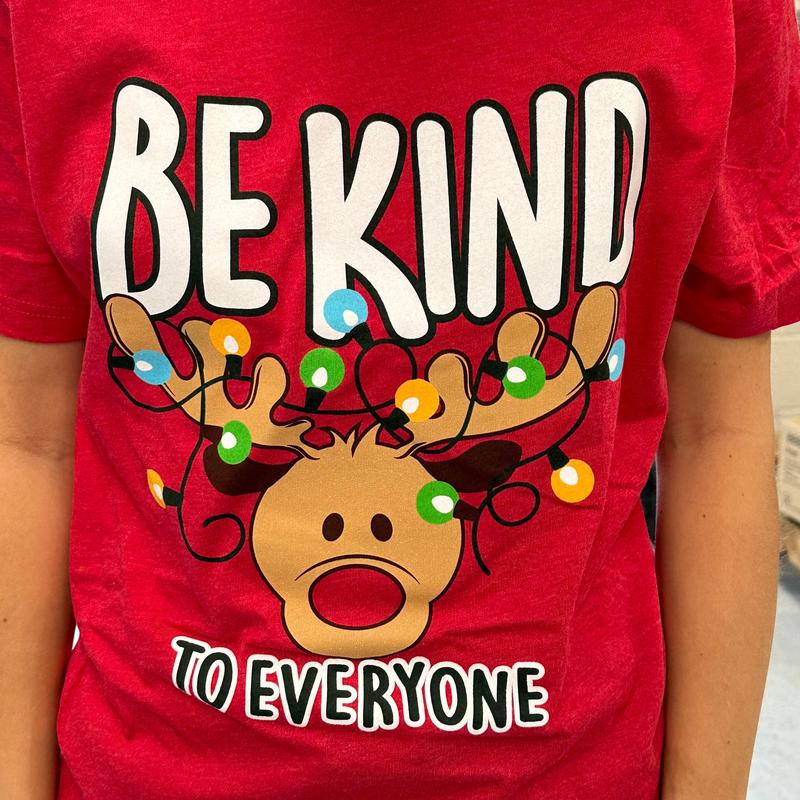 Adult Reindeer Be Kind to Everyone Short Sleeve Tee