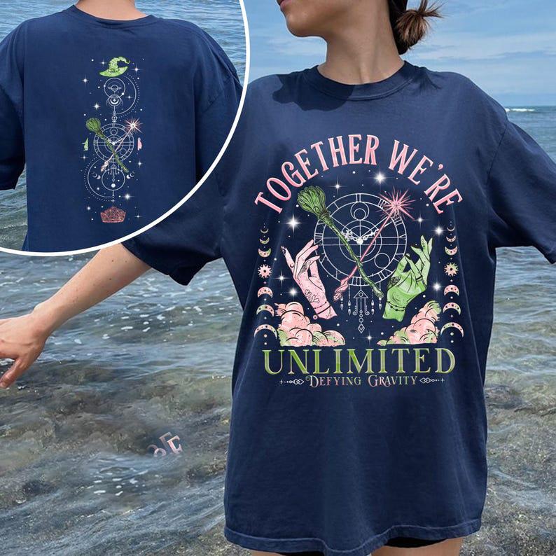 Wicked Together We’re Unlimited Shirt, Defy Gravity Broomstick Magic Wand Tee, Wicked The Musical, Wizard Movie Fan Tee