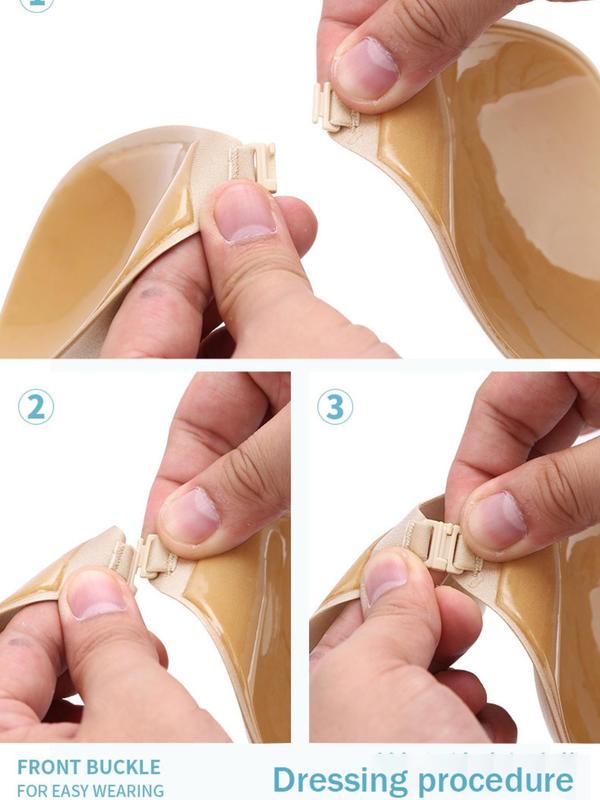 Women's Solid Buckle Front Silicone Bra, Casual Invisible Strapless Bra for Daily Wear, Suitable for Summer, Back To School Women's Lingerie Accessories, Fall Adhesive Bra Birthday Wear