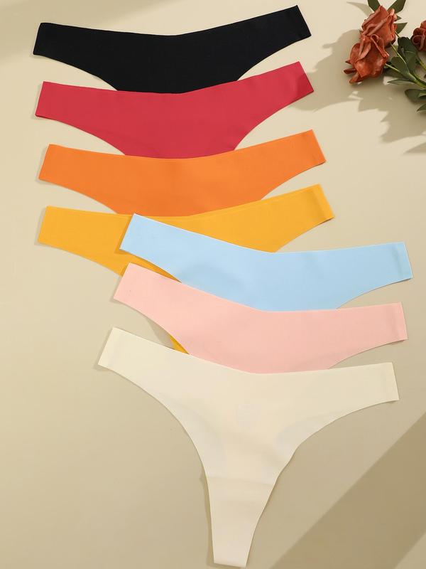 Women's Minimalist Solid Color Thong, Lady Basic Comfy Breathable Seamless Panty for Daily Everyday Wear, Women's Underwear for All Seasons, Korean Streetwear, Summer Wear 2024, Womenswear Panties