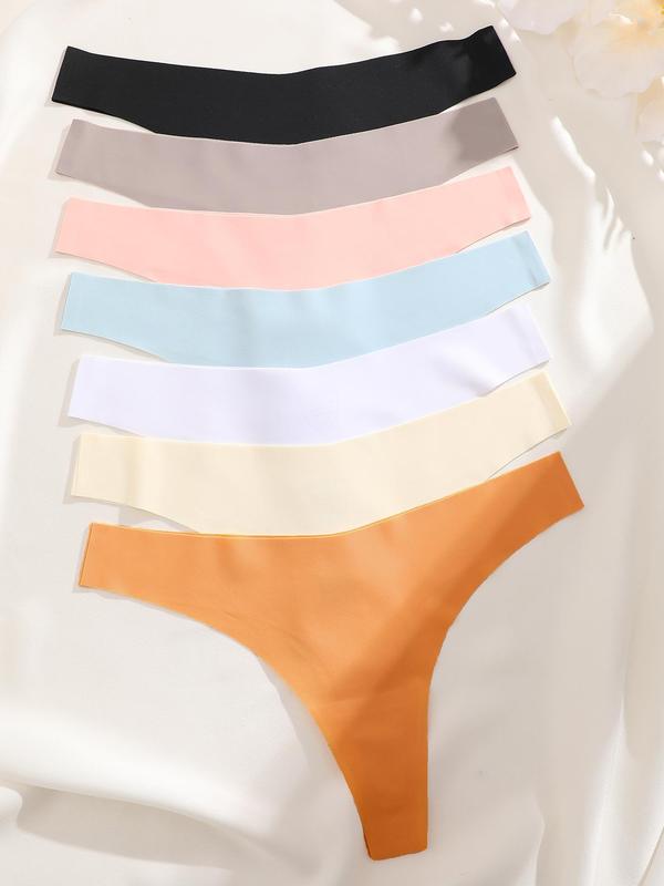 Women's Minimalist Solid Color Thong, Lady Basic Comfy Breathable Seamless Panty for Daily Everyday Wear, Women's Underwear for All Seasons, Korean Streetwear, Summer Wear 2024, Womenswear Panties