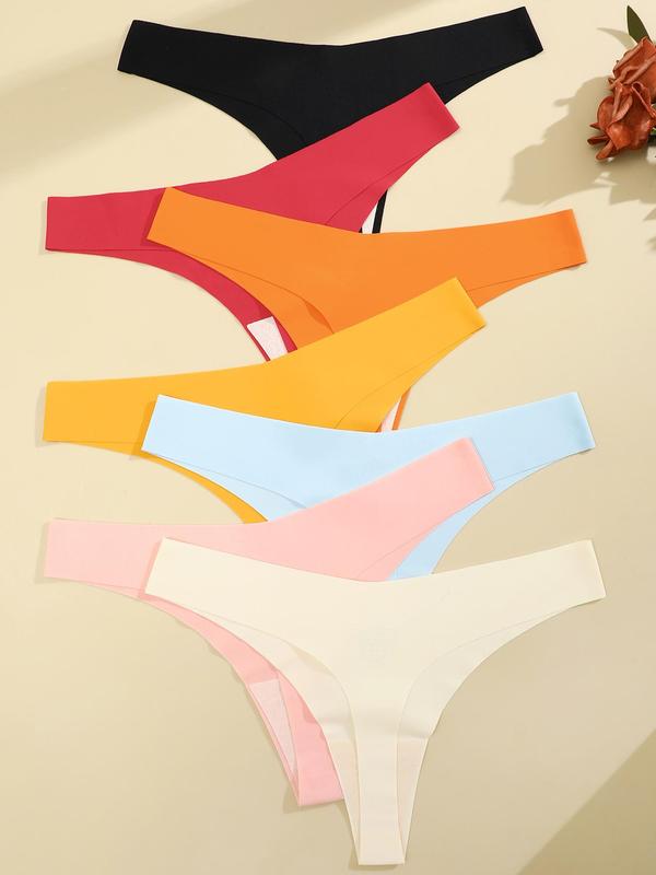 Women's Minimalist Solid Color Thong, Lady Basic Comfy Breathable Seamless Panty for Daily Everyday Wear, Women's Underwear for All Seasons, Korean Streetwear, Summer Wear 2024, Womenswear Panties