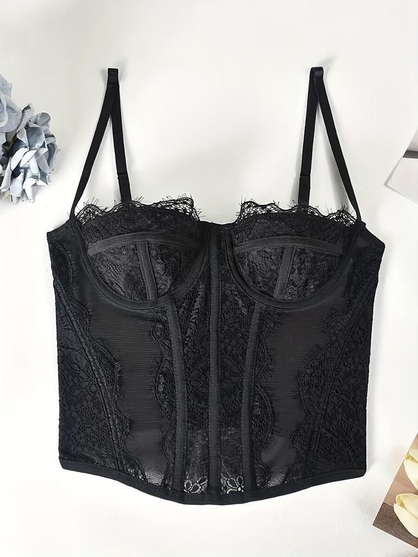 Women's Lace Bustier Corset Top, Adjustable Strap Asymmetrical Hem Shapewear Camisole, Women's Shapewear Top for Daily Wear