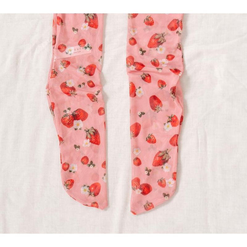 Strawberries and Cream Printed Stay Up Stockings