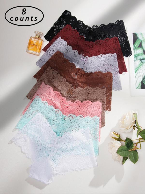 Women's Bow Front Lace Panty, Soft Comfy Breathable Knicker for Daily Wear, Underwear for All Seasons