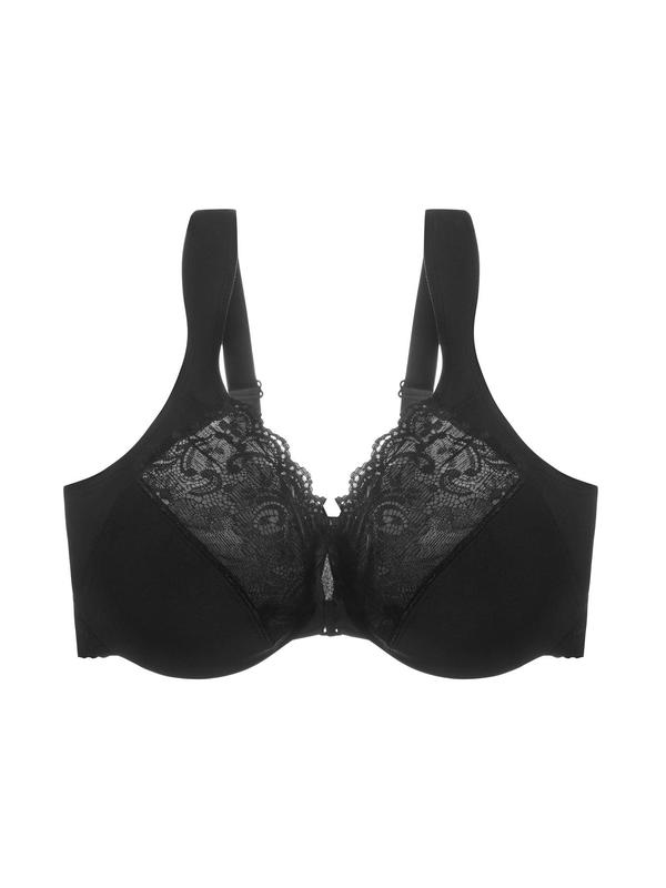 Women's Solid Color Lace Underwire Bra, Casual Comfy Breathable Push Up Bra for Daily Wear, Women's Lingerie for All Seasons