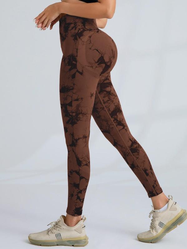 Women's Tie Dye Print High Waist Leggings, 3 Counts Casual Comfy Breathable Skinny Pants for Daily Wear, Ladies Bottoms for All Seasons