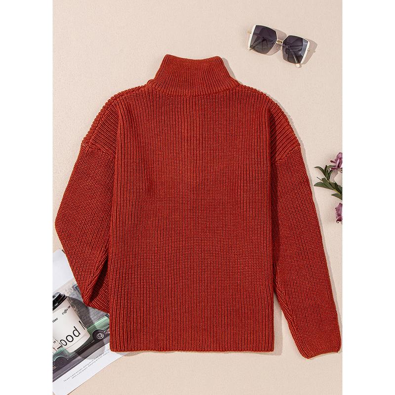 Dokotoo Womens Sweaters Long Sleeve 1 4 Zip Pullover Polo V Neck Dressy Casual Tops