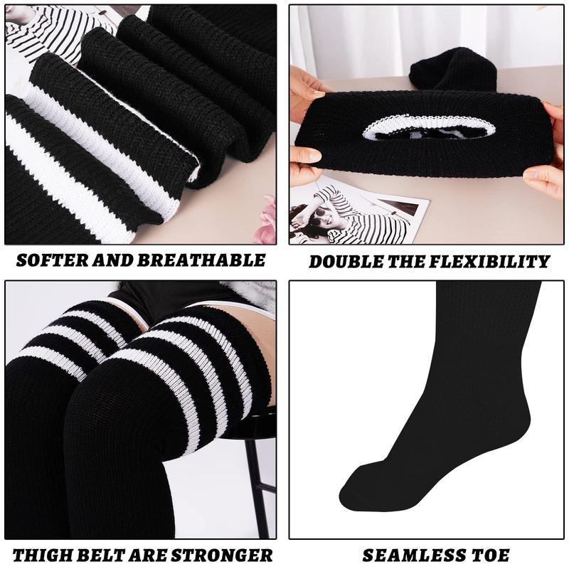 Plus Size Womens Thigh High Socks for Thick Thighs- Extra Long Striped Thick Over the Knee Socks- Leg Warmer Boot Socks thigh high socks plus size thigh socks