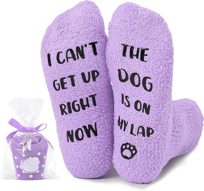 Funny Gifts for Mom, Dog Mom Gifts for Women, Fuzzy Dog Socks, Christmas Stockings Stuffers