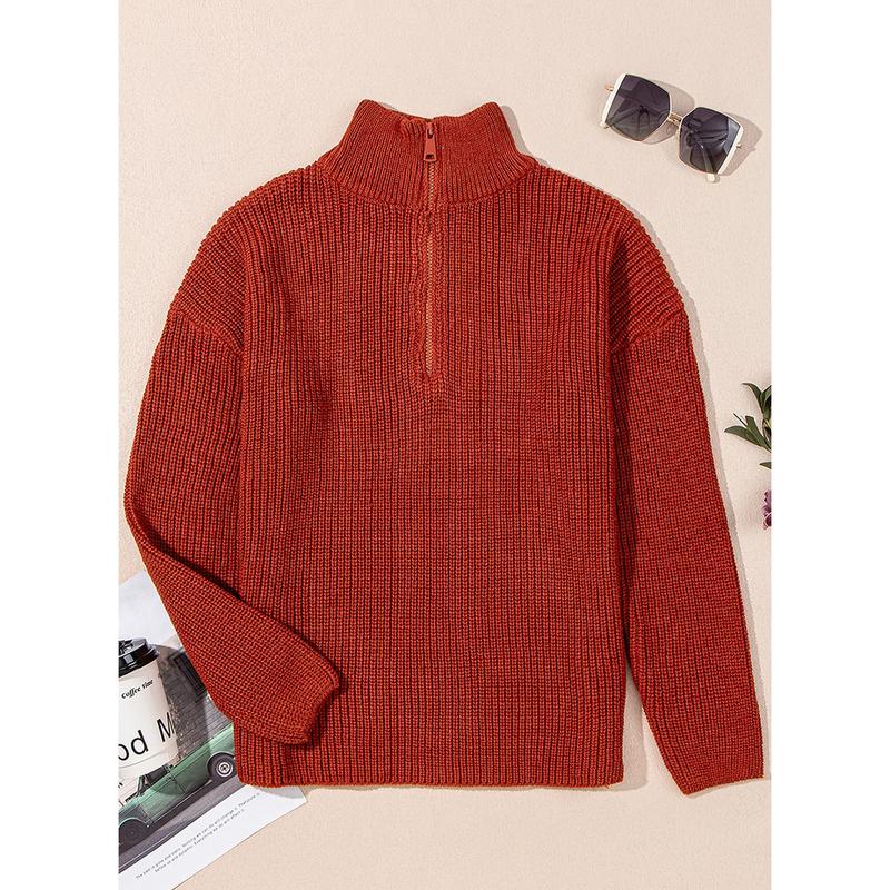 Dokotoo Womens Sweaters Long Sleeve 1 4 Zip Pullover Polo V Neck Dressy Casual Tops