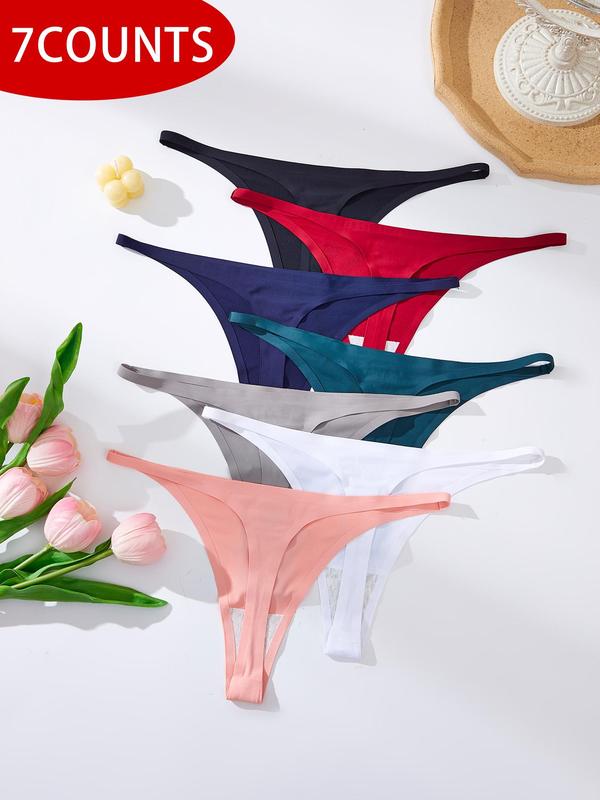 Women's Mixed Color Thong, 2024 New Style Soft Comfy Breathable Seamless Panty for Daily Wear, Women's Underwear for All Seasons for Women Girls