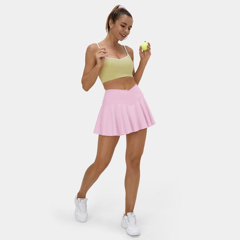 Halara Softlyzero Airy Fabric Comfy High Waisted Crossover 2-in-1 Side Pocket Flare Cool Touch Tennis Skirt
