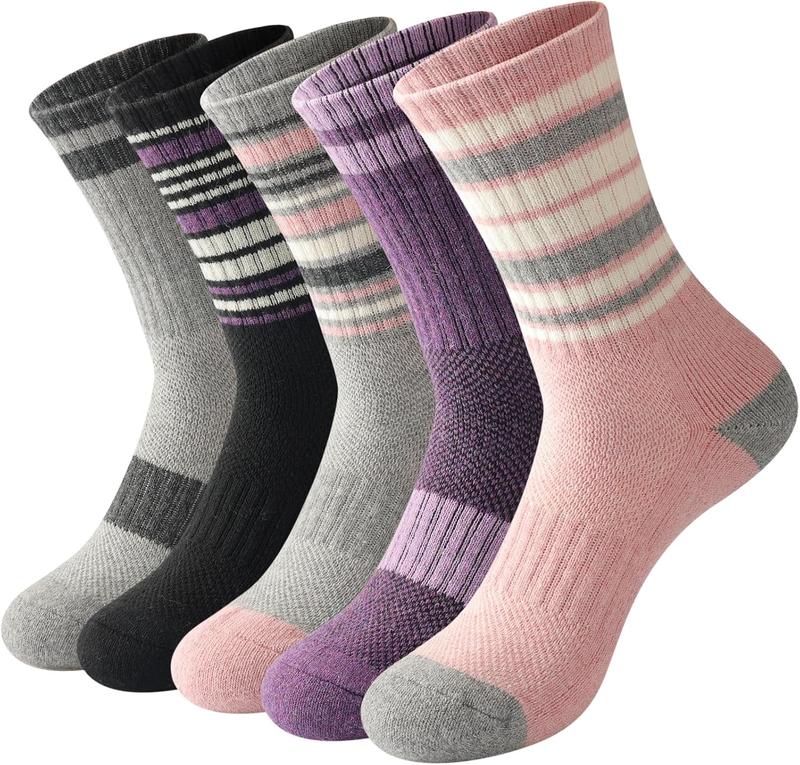 Thermal Boot Socks for Women,5 Pairs Warm Merino  Socks Hiking Socks Thick Crew Cushion Socks