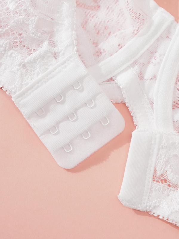  Plain Adjustable Strap Lace Bralette, Casual Comfortable Breathable Wireless Bra for Daily Wear, Women's Lingerie for All Seasons