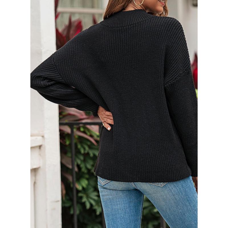 Dokotoo Womens Sweaters Long Sleeve 1 4 Zip Pullover Polo V Neck Dressy Casual Tops