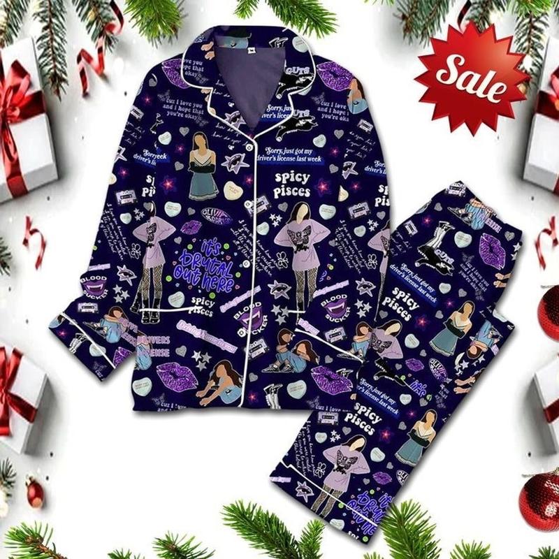 Olivia Pajamas Set, Family Pajamas Set, Matching Pajamas Set for Music Lover