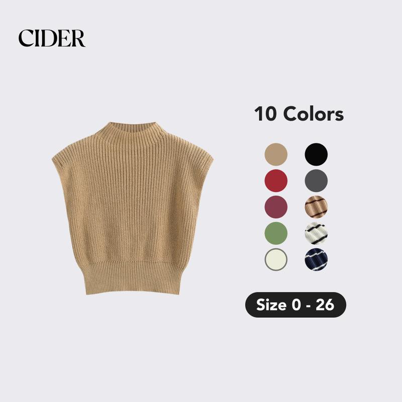 Cider [10 colors, Size 0-26] Solid High Neck Knit Vest