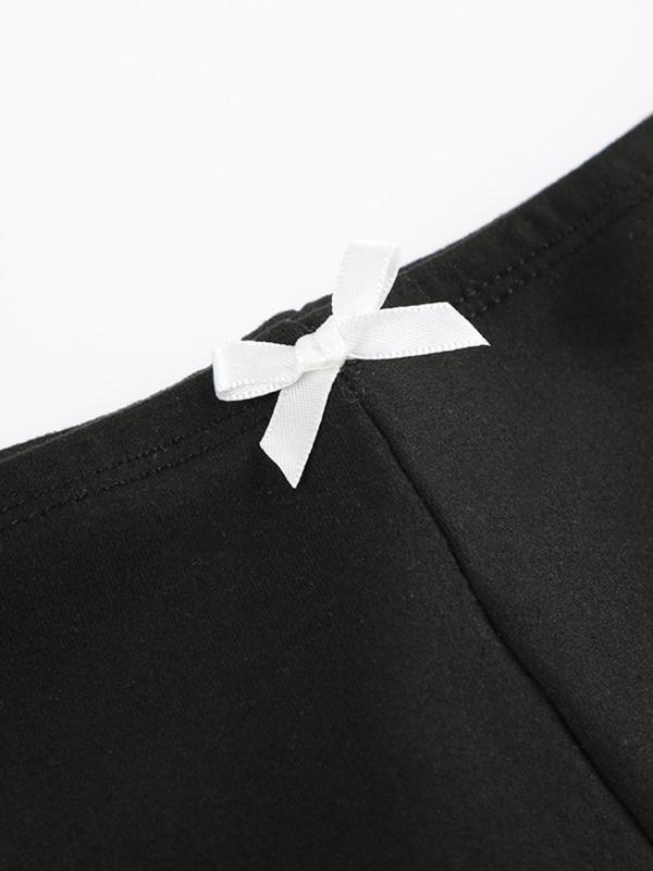 Women's Plain Bow Decor Elastic Waist Shorts, Casual Comfy Drop Waist Skinny Shorts for Daily Wear, Ladies Bottoms for Summer