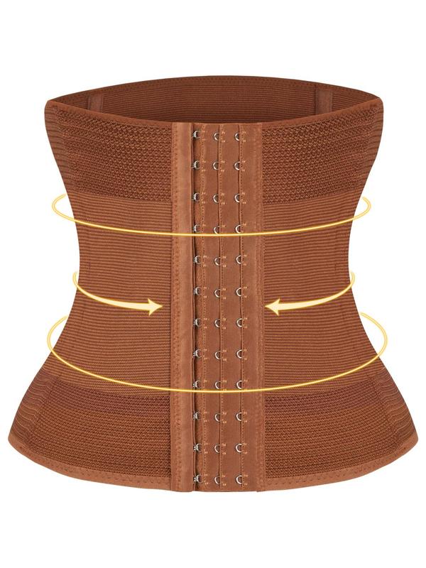 Womenswear Solid Tummy Control Waist Trainer, Hook and Eye Closure High Waist Body Shaper, Women's Shapewear Clothing for Postpartum Recovery, Fall Wear 2024, Waist Trainer Women, Fall Wear, Fallfreshness
