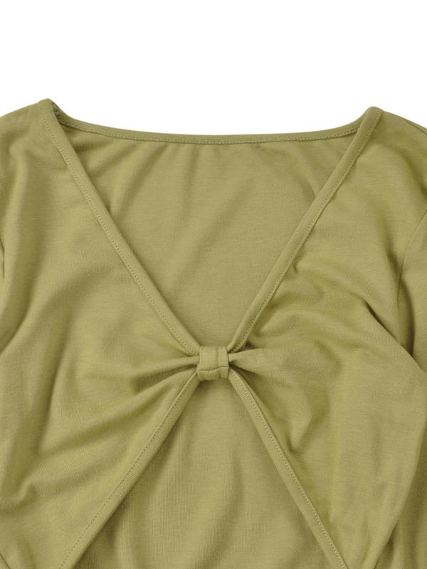 Women's Plain Cut Out Ruched Romper, Casual Long Sleeve Romper for Spring & Fall, Women's Clothes for Daily Wear