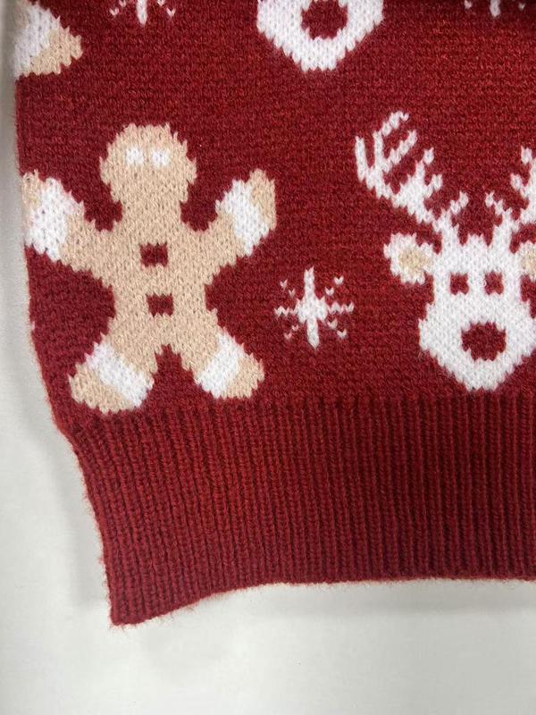 Women's Christmas Themed Cartoon Reindeer Embroidery Sweater Cardigan, Casual Drop Shoulder Long Sleeve Button Front Knitwear for Fall & Winter, Women's Knit Clothing for Daily Wear