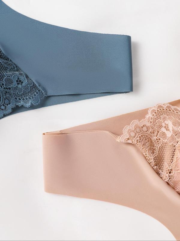 Women's Buckle Front Contrast Floral Lace Bralette, Casual Comfy Breathable Wireless Bra, Women's Lingerie for All Seasons
