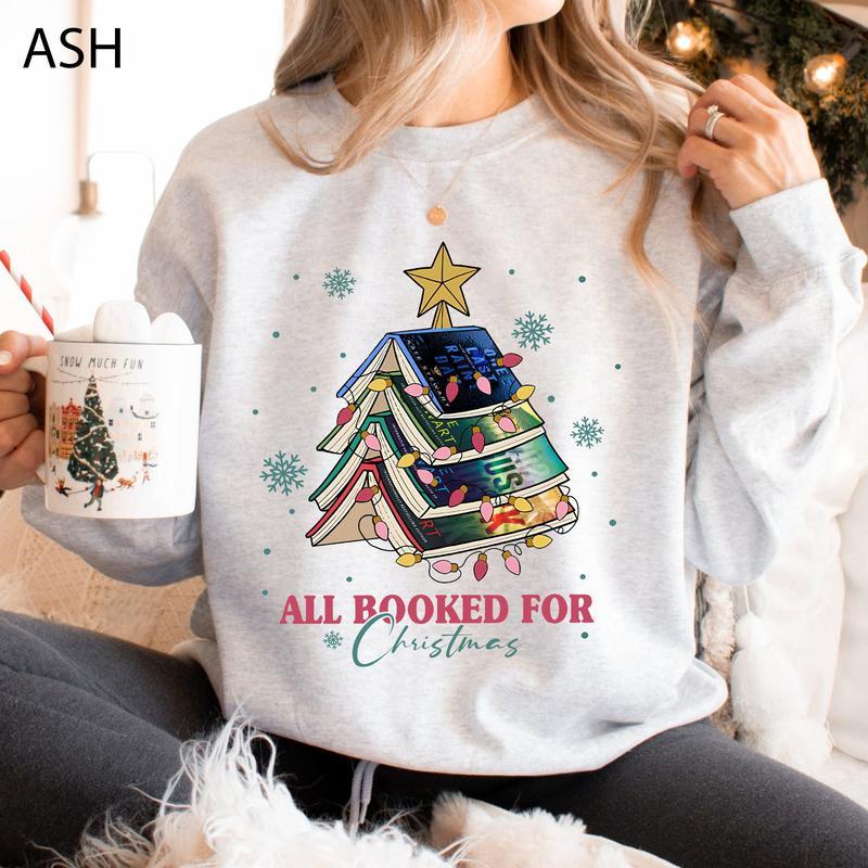 The Ravenhood Series Christmas Tree Sweatshirt, All Booked For Christmas Crewneck