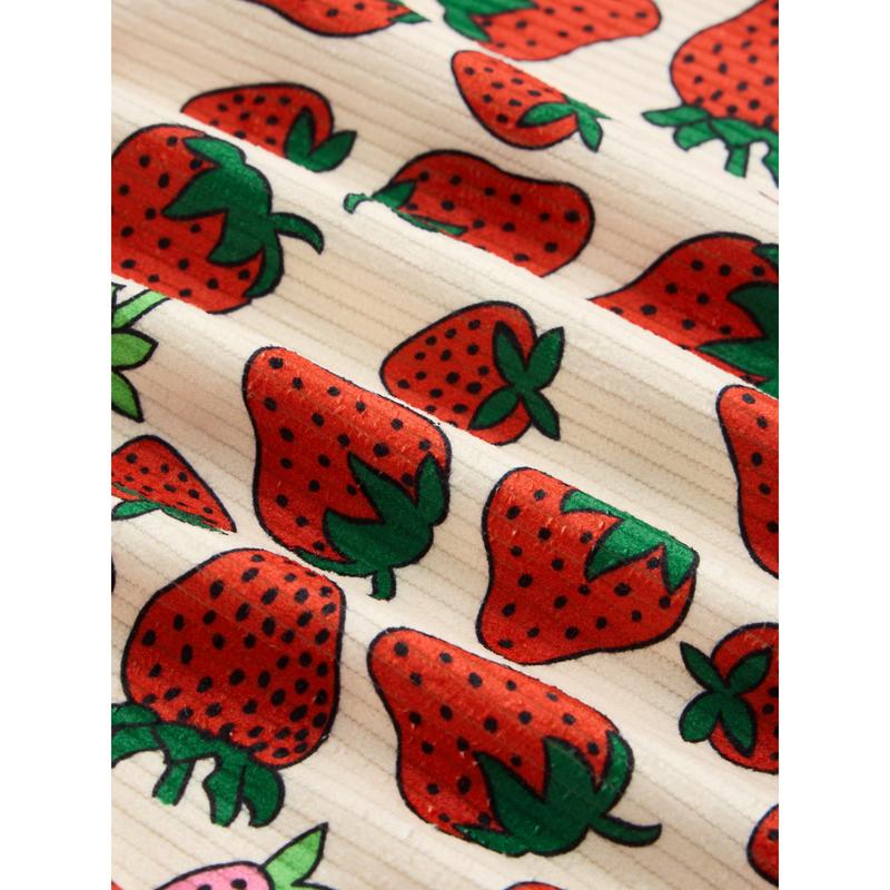 Cider [2 colors, size 2-26] Woven Strawberry Print Wide Leg Jumpsuit