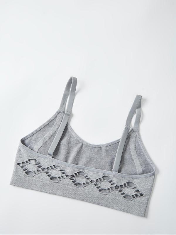 Women's Solid Wireless Bra, Adjustable Strap Padded Lingerie Top, Soft Comfy Breathable Lingerie for All Seasons