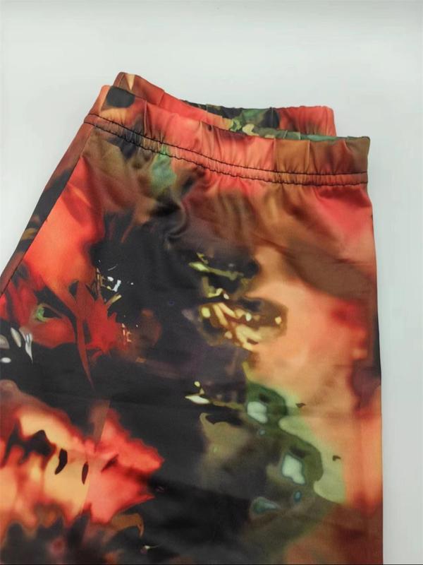 Women's Tie Dye Print High Waist Leggings, Casual Comfy Elastic Waist Skinny Pants for Daily Wear, Ladies Bottoms for All Seasons