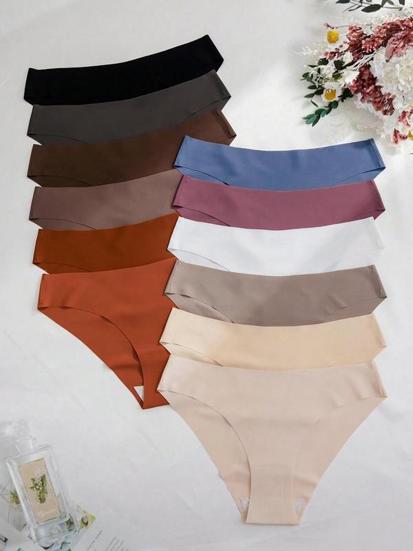 Women's Solid Color Seamless Knicker, Soft Comfy Breathable Panty for Daily Wear, Women's Underwear for All Seasons