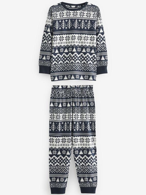 Christmas family home parent-child suit printed pajamas  long sleeve round neck