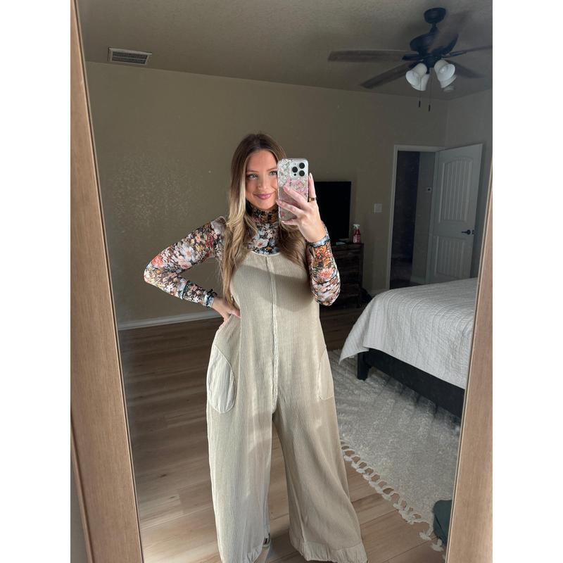 Brielle Waffle Knit Jumpsuit - Oatmeal