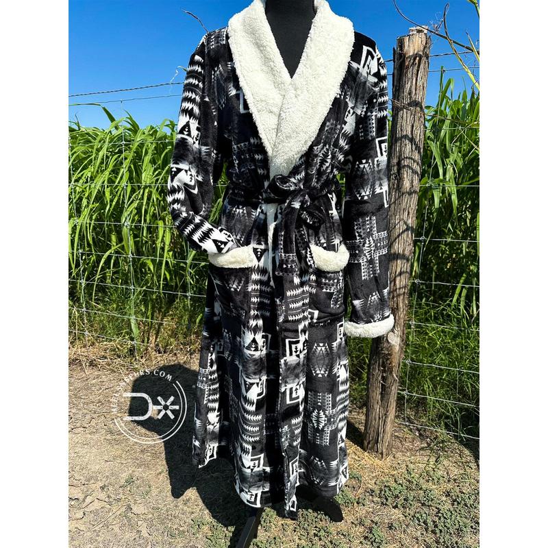 Black White Aztec Robe
